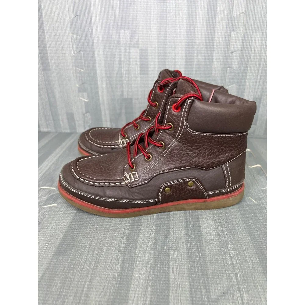 Tommy Hilfiger Boots Boys Size 4 Brown Leather lace Up Huntlee Mid Cut
